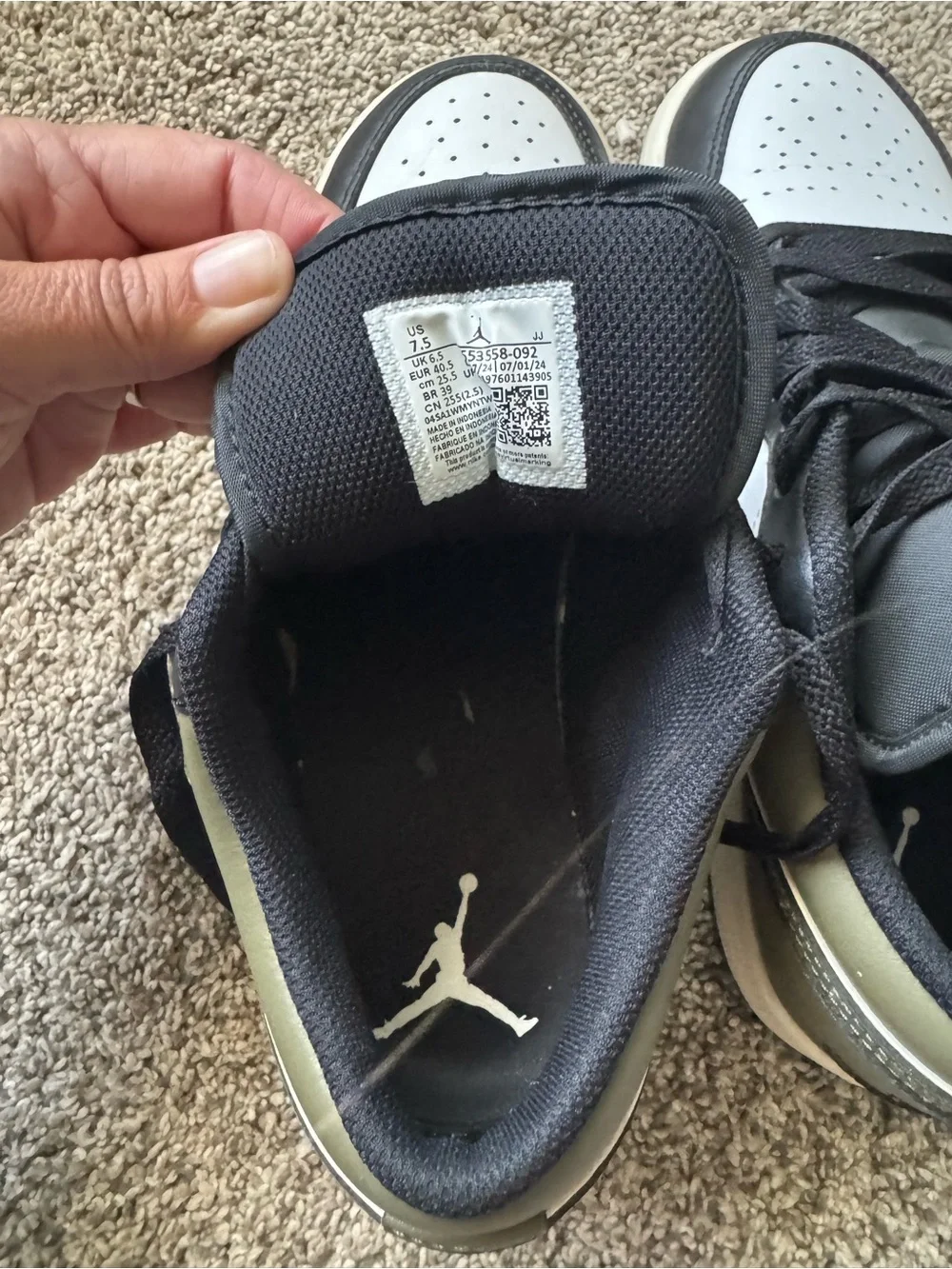 Jordan Low-Top Sneakers — Black, White & Dark Green with Gold Jumpman